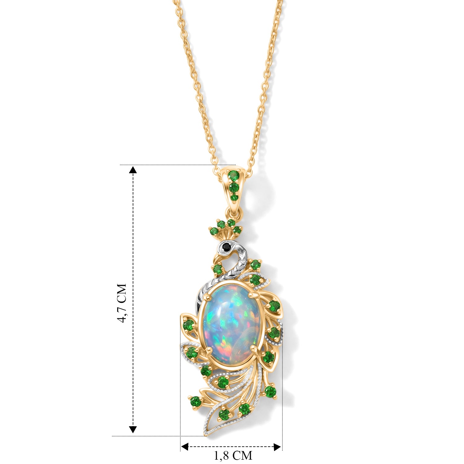 D'Joy AA Natürlicher, äthiopischer Welo Opal (Ov 14x10), Schwarzer Spinell Schmuckset ca. 50 cm 925 Silber 750 Gelbgold vermeil ca. 4.72 ct