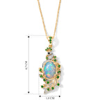 D'Joy AA Natürlicher, äthiopischer Welo Opal (Ov 14x10), Schwarzer Spinell Schmuckset ca. 50 cm 925 Silber 750 Gelbgold vermeil ca. 4.72 ct