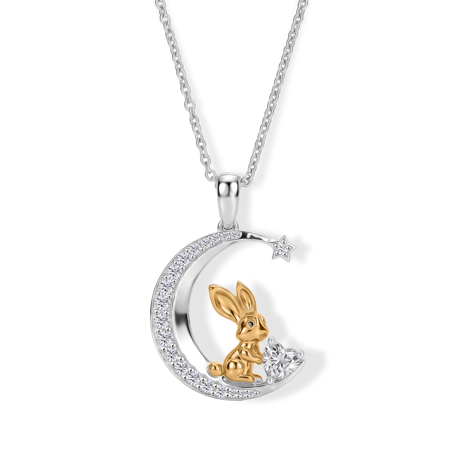 D'Joy Moissanit Schmuckset ca. 50 cm 925 Silber Platiniert und vergoldet und Edelstahl Platiniert ca. 0,92 ct.