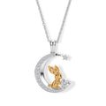 D'Joy Moissanit und schwarzer Spinell Anhänger mit 50cm Edelstahl-Kette, 925 Silber platiniert und vergoldet - 0,92 ct.