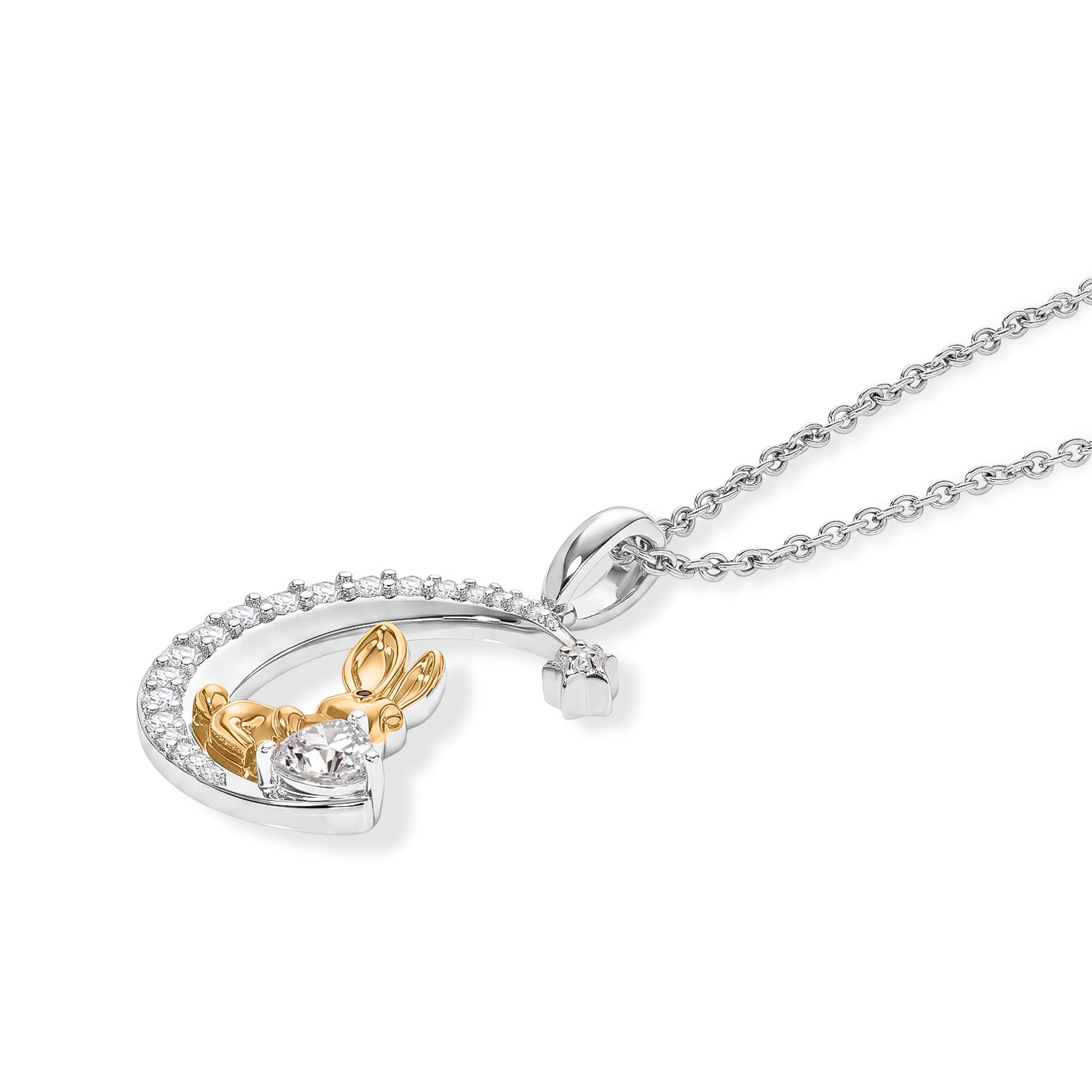 D'Joy Moissanit Schmuckset ca. 50 cm 925 Silber Platiniert und vergoldet und Edelstahl Platiniert ca. 0,92 ct.