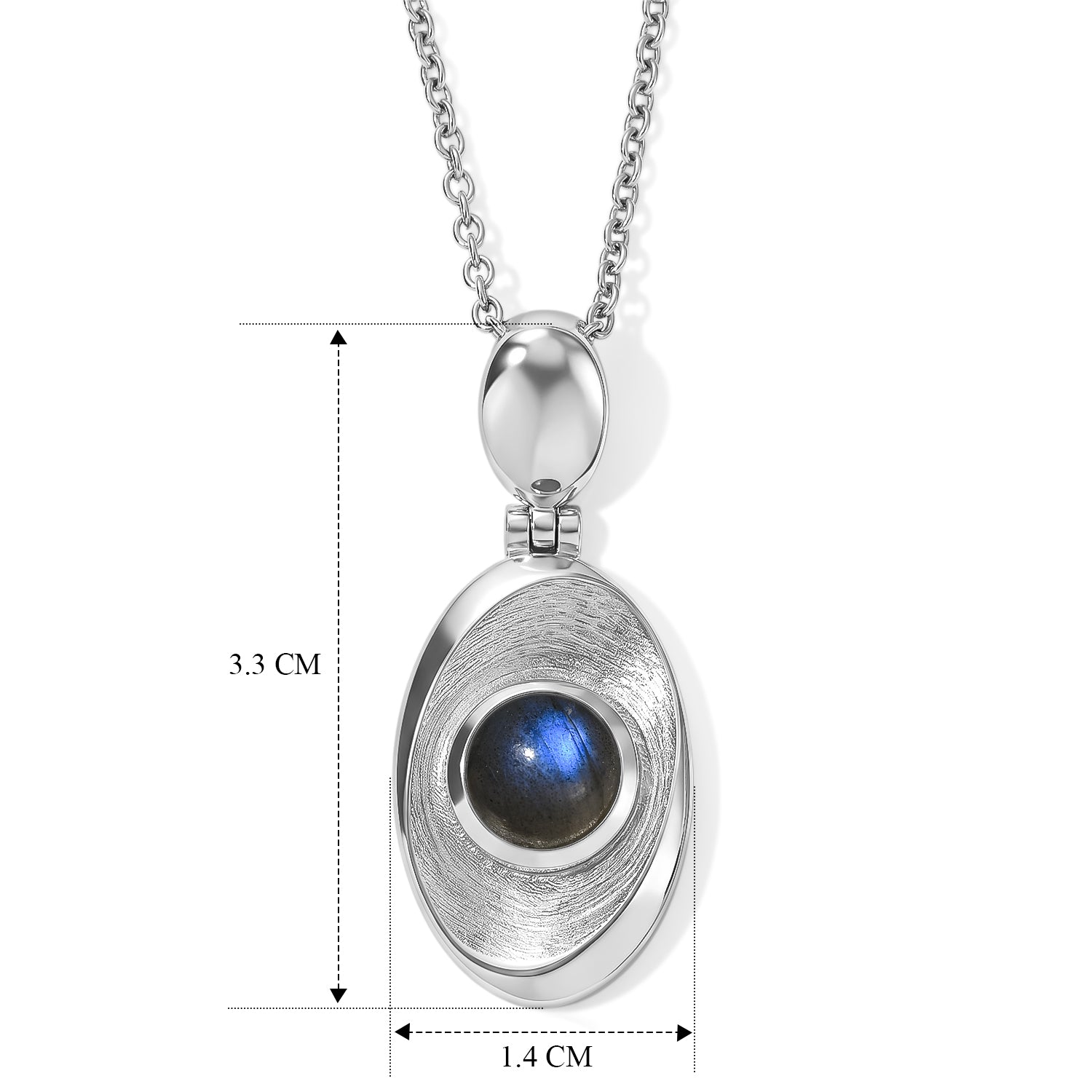 EVER TRUE AAA Labradorit Anhänger mit Kette, ca. 50 cm ca. 1.52 ct