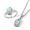 2er Set - EVER TRUE AA Natürlicher, äthiopischer Welo Opal Anhänger mit Kette und Ring, ca. 50 cm (Größe 17.00) rhodiniert ca. 4.99 ct