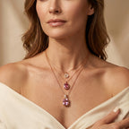 EVER TRUE AA Rose De France Amethyst, Weißer Zirkon Schmuckset ca. 50 cm ca. 19,28 ct.