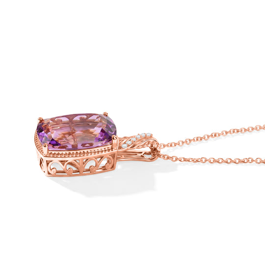 EVER TRUE AA Rose De France Amethyst, Weißer Zirkon Schmuckset ca. 50 cm ca. 19,28 ct.