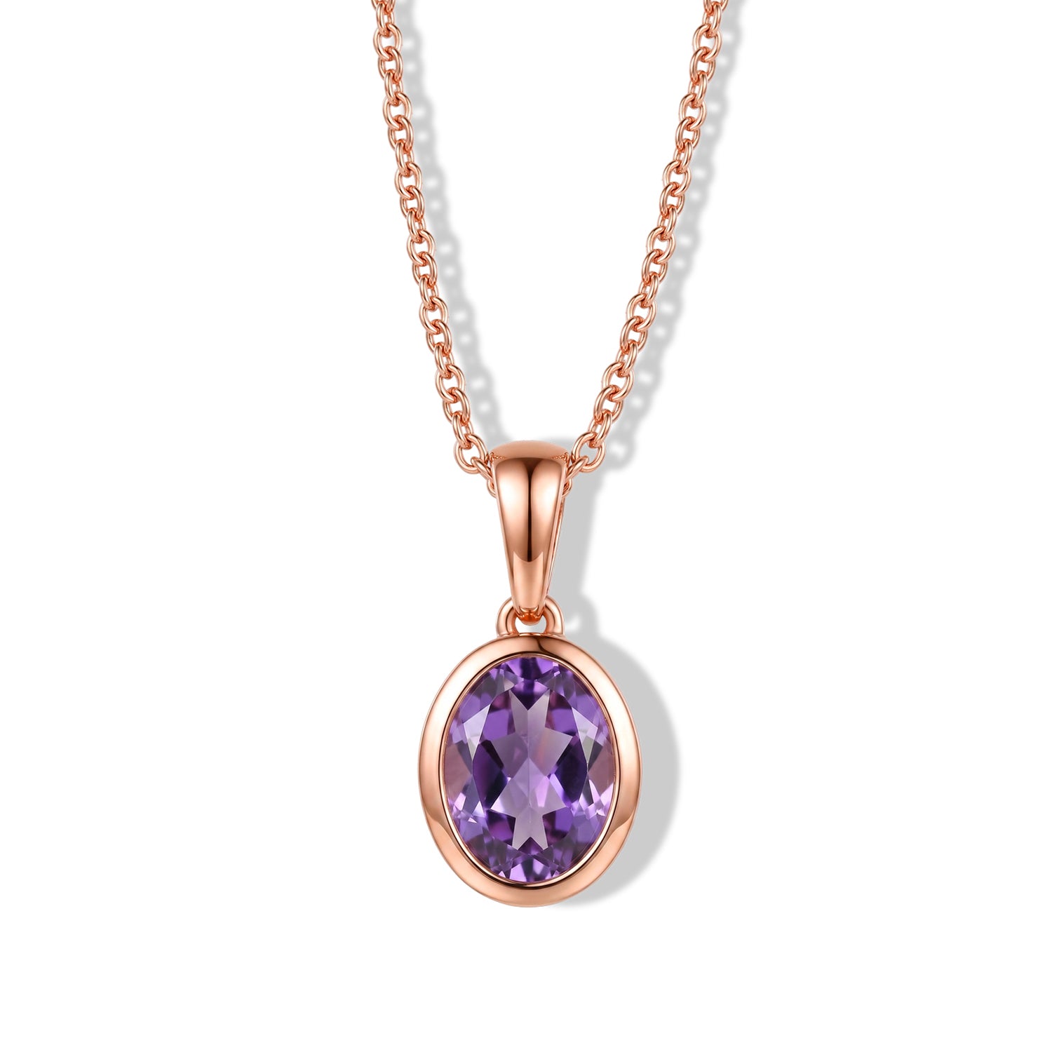 EVER TRUE Rose De France Amethyst Schmuckset ca. 50 cm 950 Kupfer Rosévergoldet und Edelstahl Rosévergoldet ca. 1,64 ct.