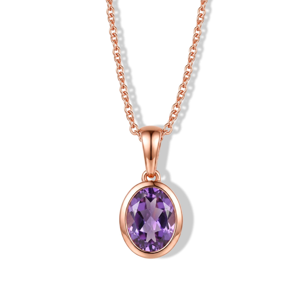 EVER TRUE Rose De France Amethyst Schmuckset ca. 50 cm 950 Kupfer Rosévergoldet und Edelstahl Rosévergoldet ca. 1,64 ct.