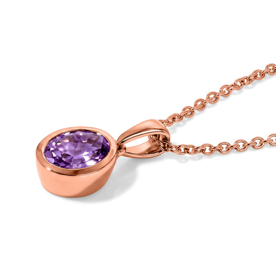 EVER TRUE Rose De France Amethyst Schmuckset ca. 50 cm 950 Kupfer Rosévergoldet und Edelstahl Rosévergoldet ca. 1,64 ct.