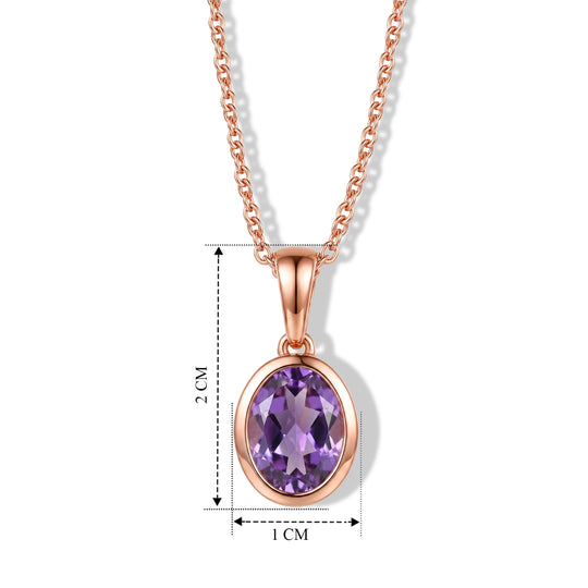 EVER TRUE Rose De France Amethyst Schmuckset ca. 50 cm 950 Kupfer Rosévergoldet und Edelstahl Rosévergoldet ca. 1,64 ct.