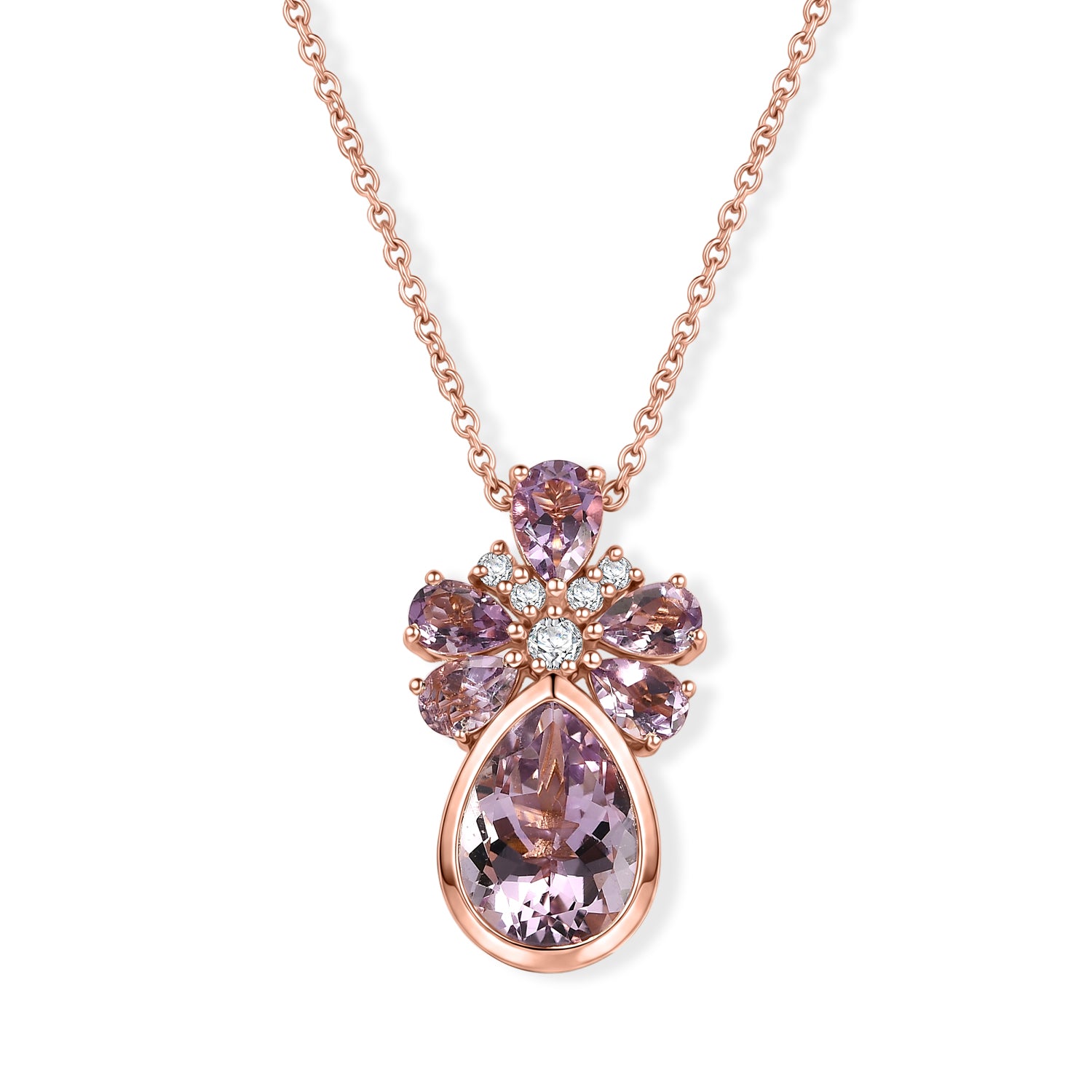 EVER TRUE Rose De France Amethyst Schmuckset ca. 50 cm ca. 6,84 ct.