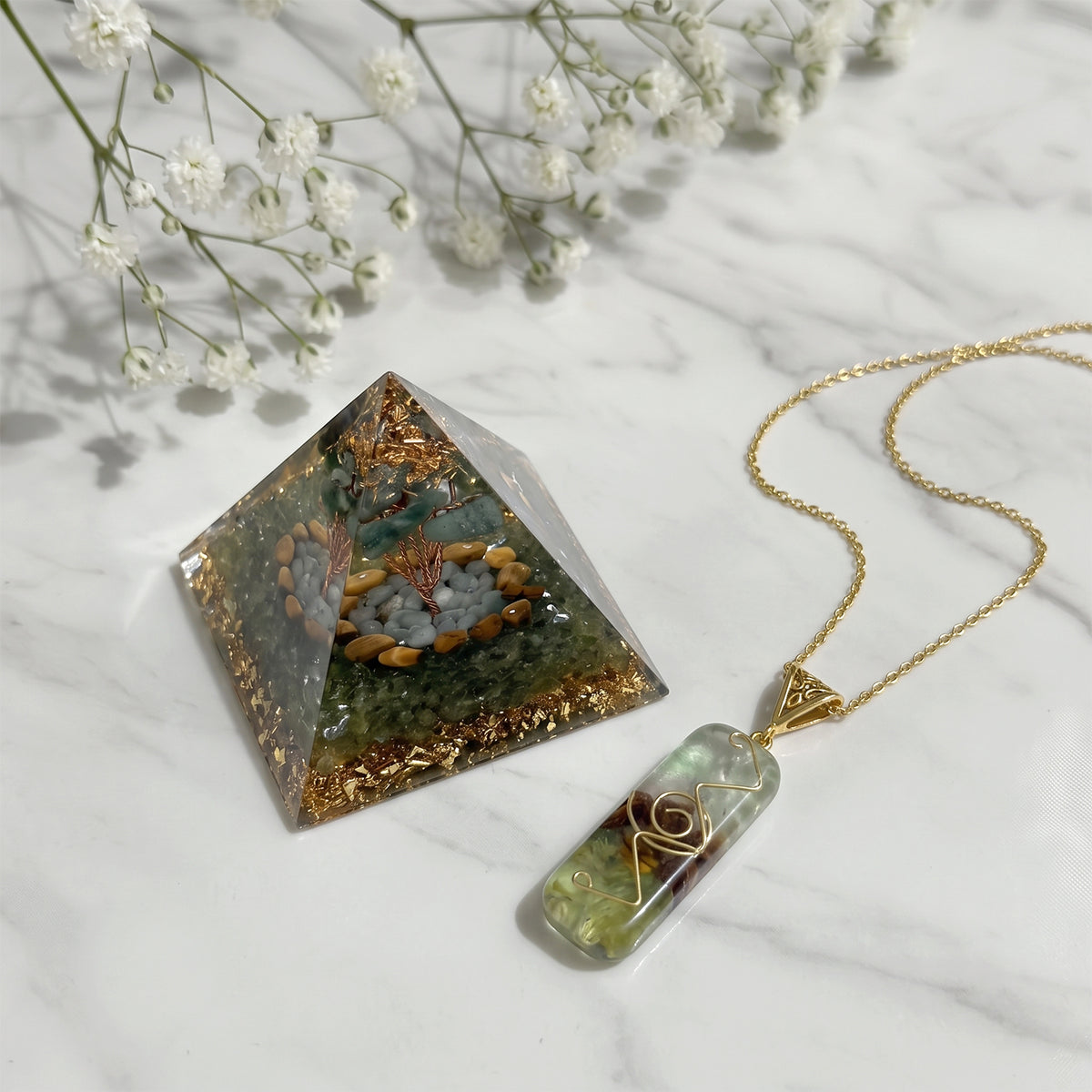 Mehrfarbiger Peridot Edelsteine Schmuckset 316L Edelstahl Antikes Gold und Legierung Antikes Gold ca. 20.00 ct