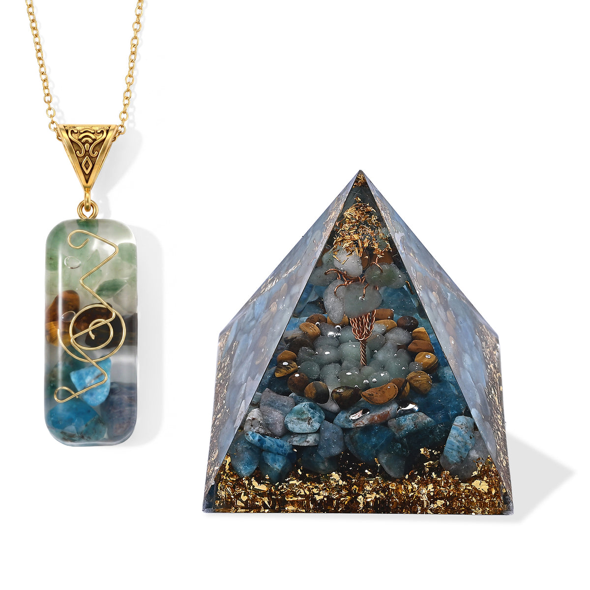 Mehrfarbiger Apatit Edelsteine Schmuckset 316L Edelstahl Antikes Gold und Legierung Antikes Gold ca. 20.00 ct