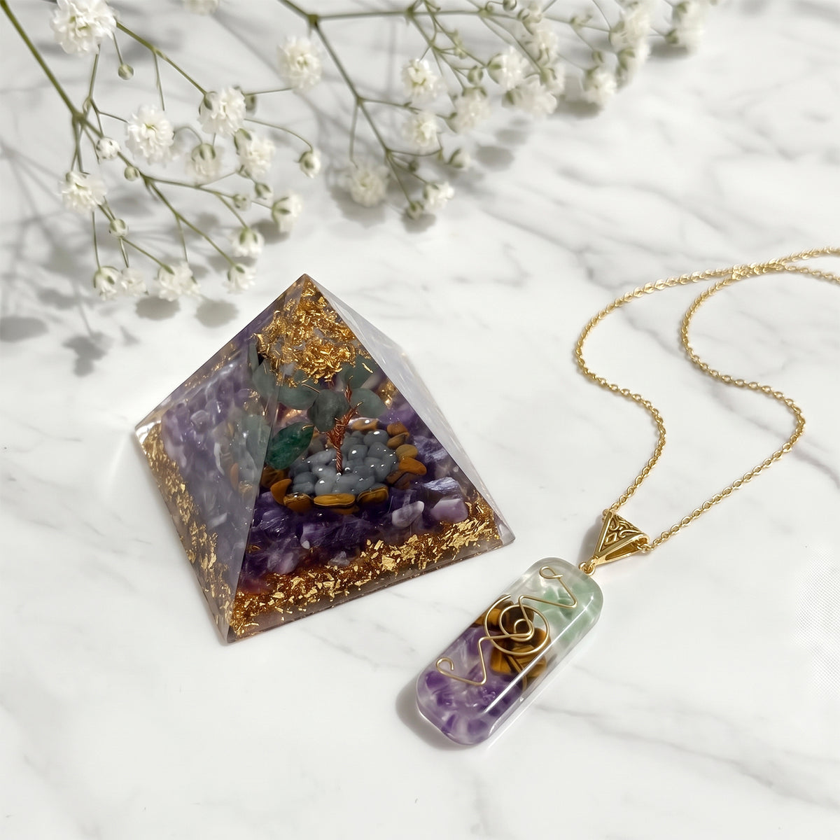Mehrfarbiger Flourit Edelsteine Schmuckset 316L Edelstahl Antikes Gold und Legierung Antikes Gold ca. 20.00 ct