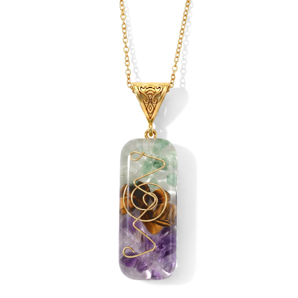 Mehrfarbiger Flourit Edelsteine Schmuckset 316L Edelstahl Antikes Gold und Legierung Antikes Gold ca. 20.00 ct