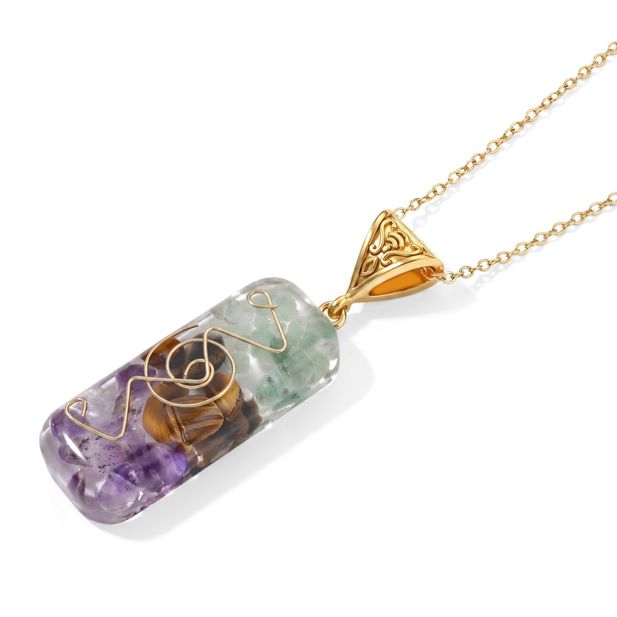 Mehrfarbiger Flourit Edelsteine Schmuckset 316L Edelstahl Antikes Gold und Legierung Antikes Gold ca. 20.00 ct