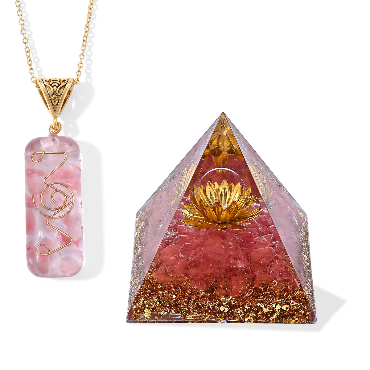Rosa Quarz Schmuckset 316L Edelstahl Antikes Gold und Legierung Antikes Gold ca. 20.00 ct