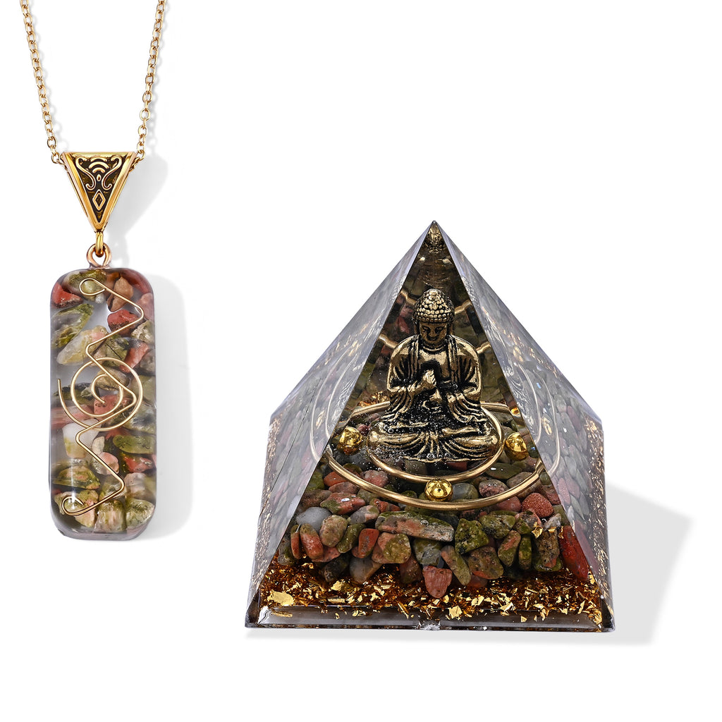 Unakite Schmuckset 316L Edelstahl Antikes Gold und Legierung Antikes Gold ca. 20.00 ct