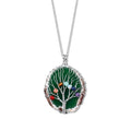 Lebensbaum Anhänger mit Kette, Grüner Achat und Mehrfarbige Edelsteine, ca. 50 cm, ca. 76,00 ct