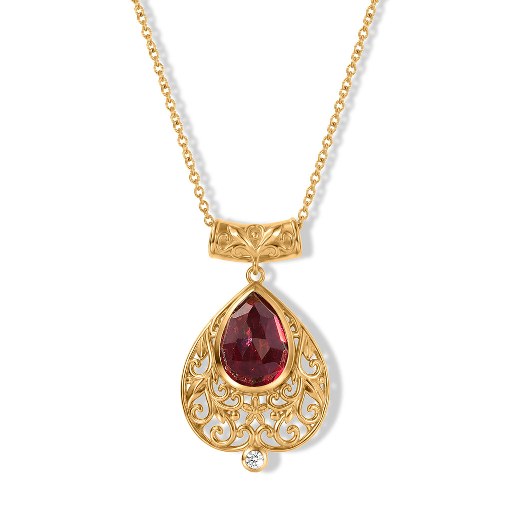 EVER TRUE AAA Lab Grown Rubin, Weißer Zirkon Schmuckset ca. 50 cm ca. 8,90 ct.
