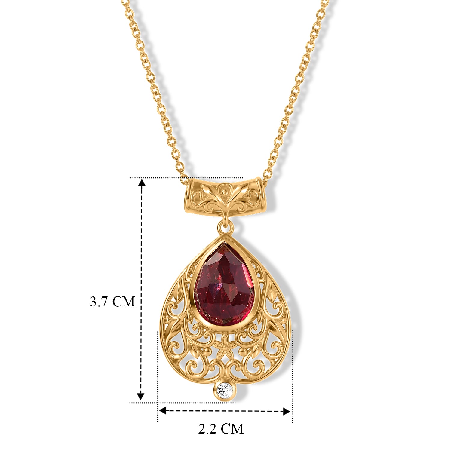 EVER TRUE AAA Lab Grown Rubin, Weißer Zirkon Schmuckset ca. 50 cm ca. 8,90 ct.