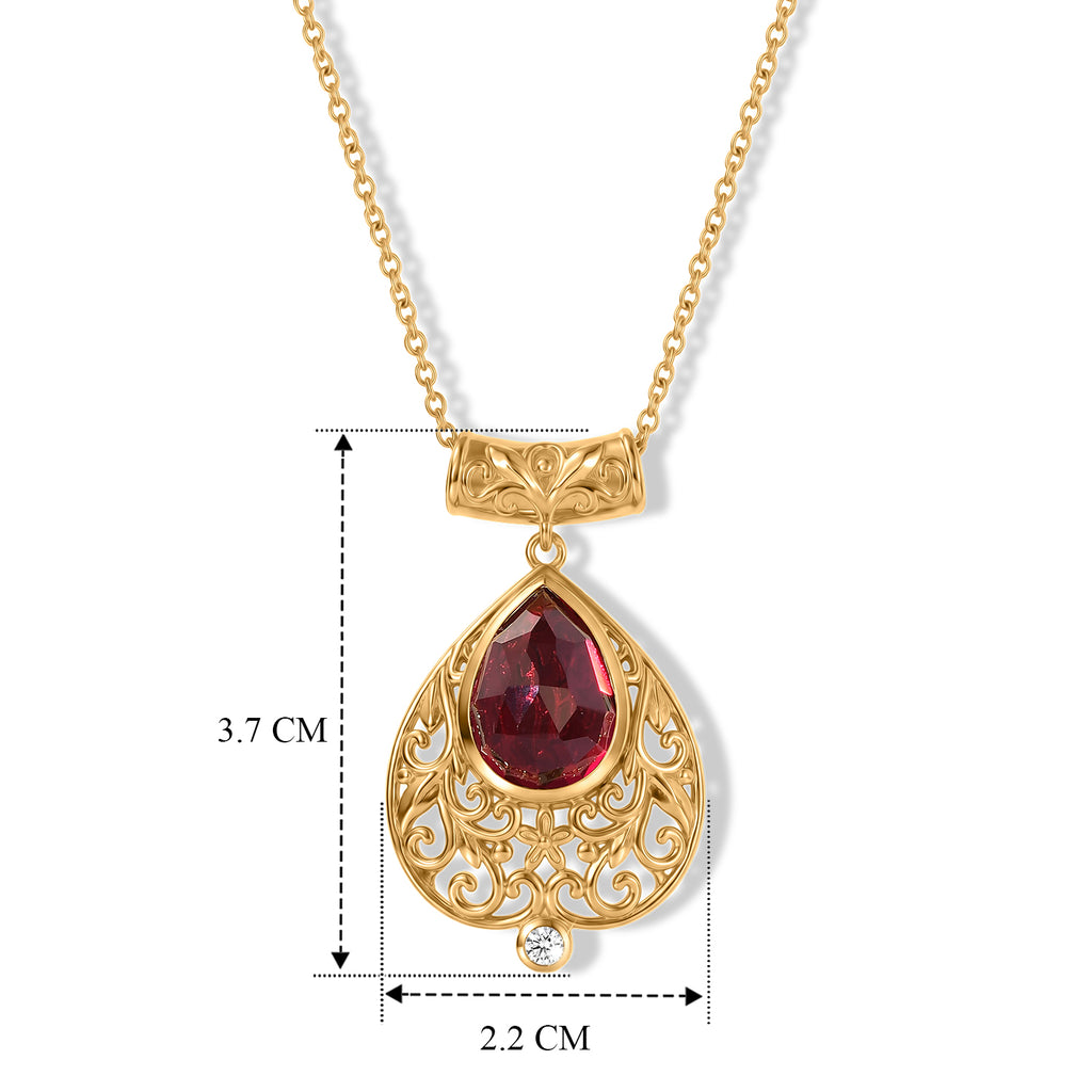 EVER TRUE AAA Lab Grown Rubin, Weißer Zirkon Schmuckset ca. 50 cm ca. 8,90 ct.