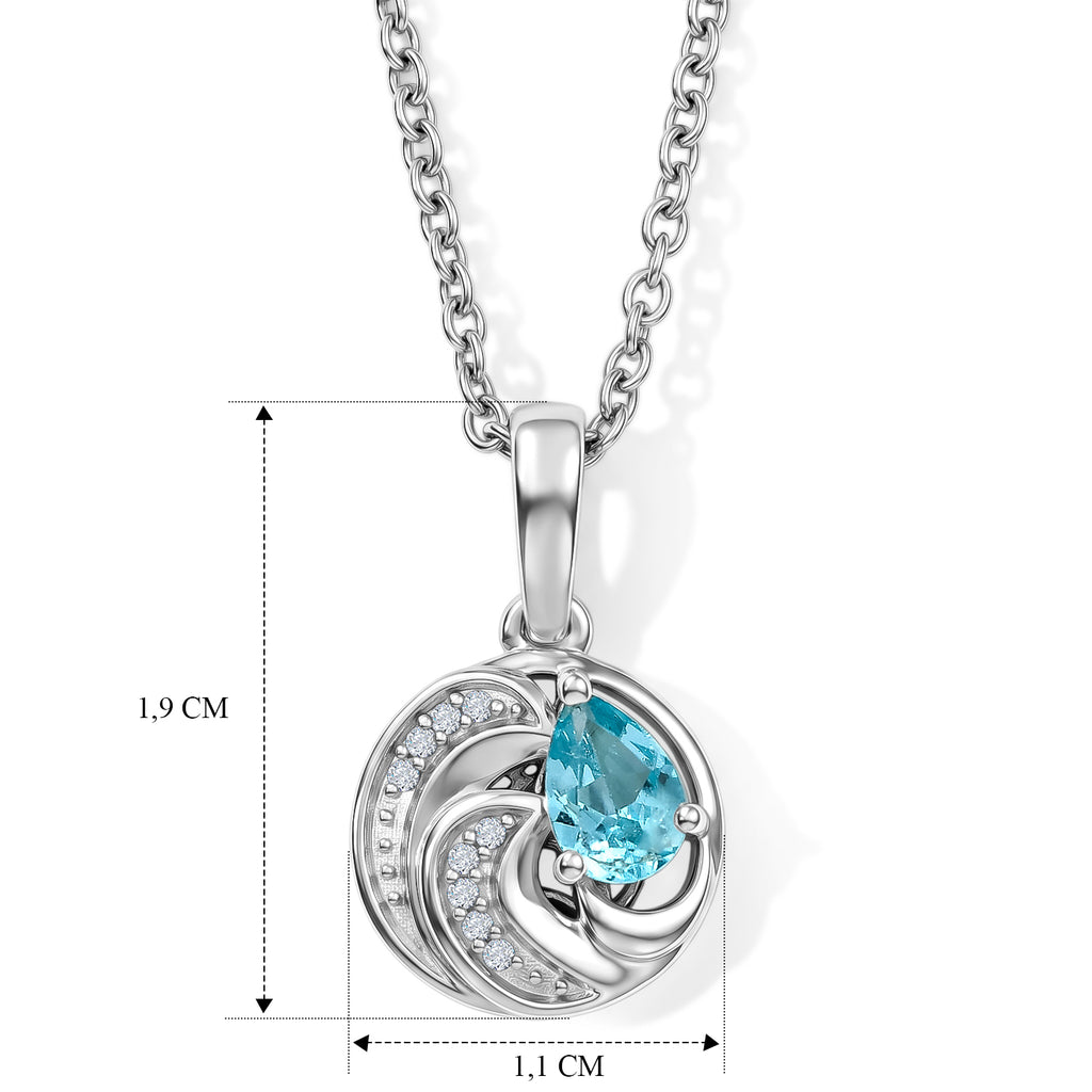 D'Joy AA Blauer Apatit, Weißer Zirkon Schmuckset ca. 50 cm 925 Silber Platiniert und Edelstahl Platiniert ca. 0,52 ct.
