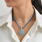 D'Joy Neon Apatit, Blauer Apatit Schmuckset ca. 50 cm 925 Silber Rhodiniert ca. 44,61 ct.
