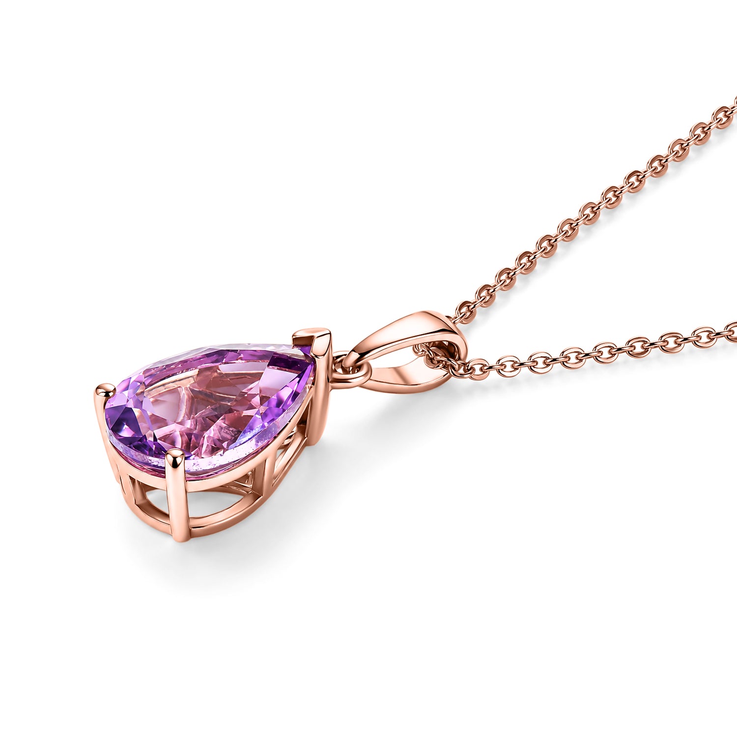 D'Joy Rose De France Amethyst Schmuckset ca. 50 cm 925 Silber Rosévergoldet ca. 2,53 ct.