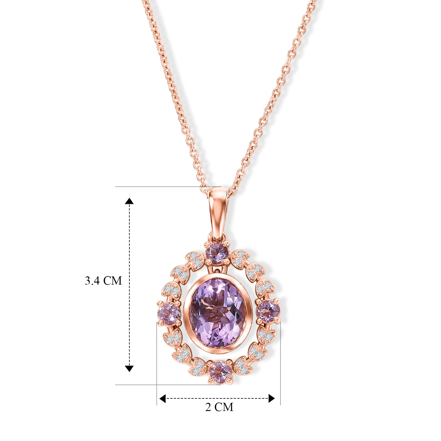 EVER TRUE Rose De France Amethyst Schmuckset ca. 50 cm 950 Kupfer Rosévergoldet und Edelstahl Rosévergoldet ca. 5,42 ct.