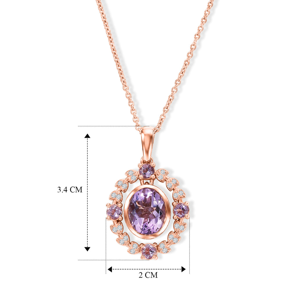 EVER TRUE Rose De France Amethyst Schmuckset ca. 50 cm 950 Kupfer Rosévergoldet und Edelstahl Rosévergoldet ca. 5,42 ct.