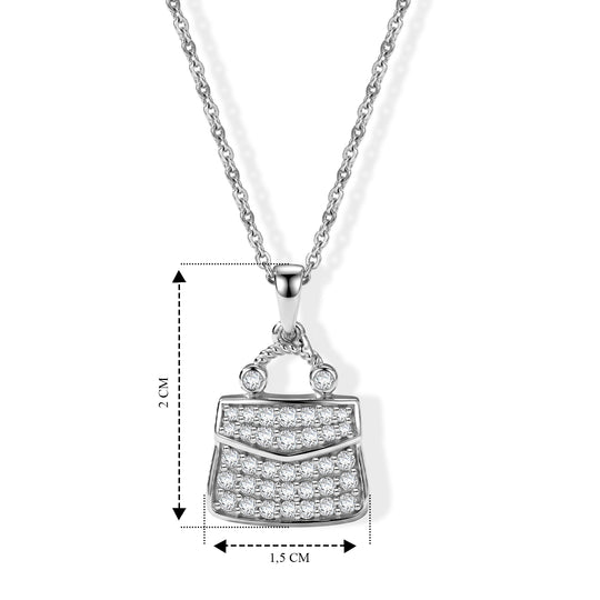 D'Joy Weißer Diamant (IR) Anhänger mit Kette, ca. 50 cm 925 Silber Rhodiniert ca. 0.50 ct
