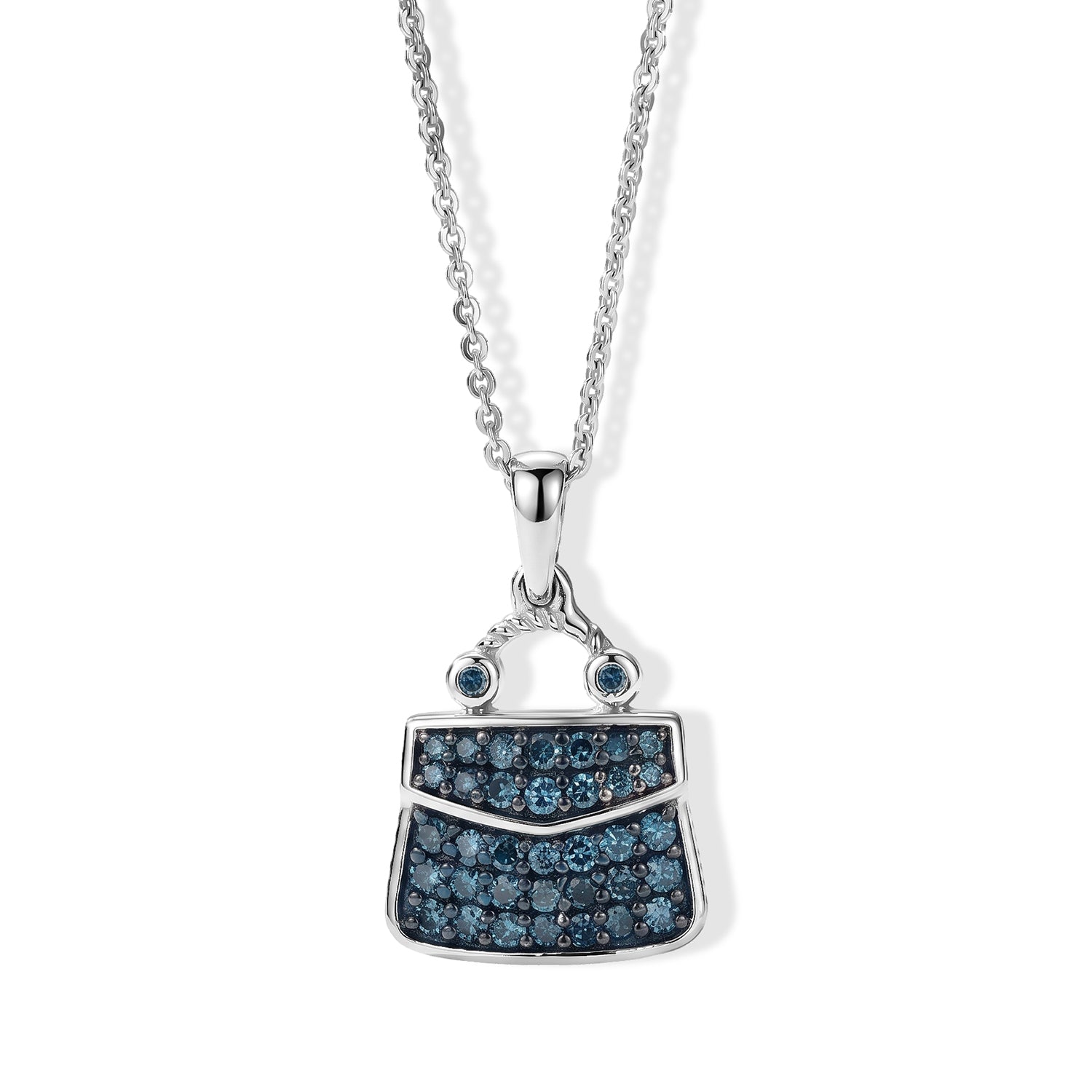 D'Joy Blauer Diamant Schmuckset ca. 50 cm 925 Silber Rhodiniert ca. 0,53 ct.