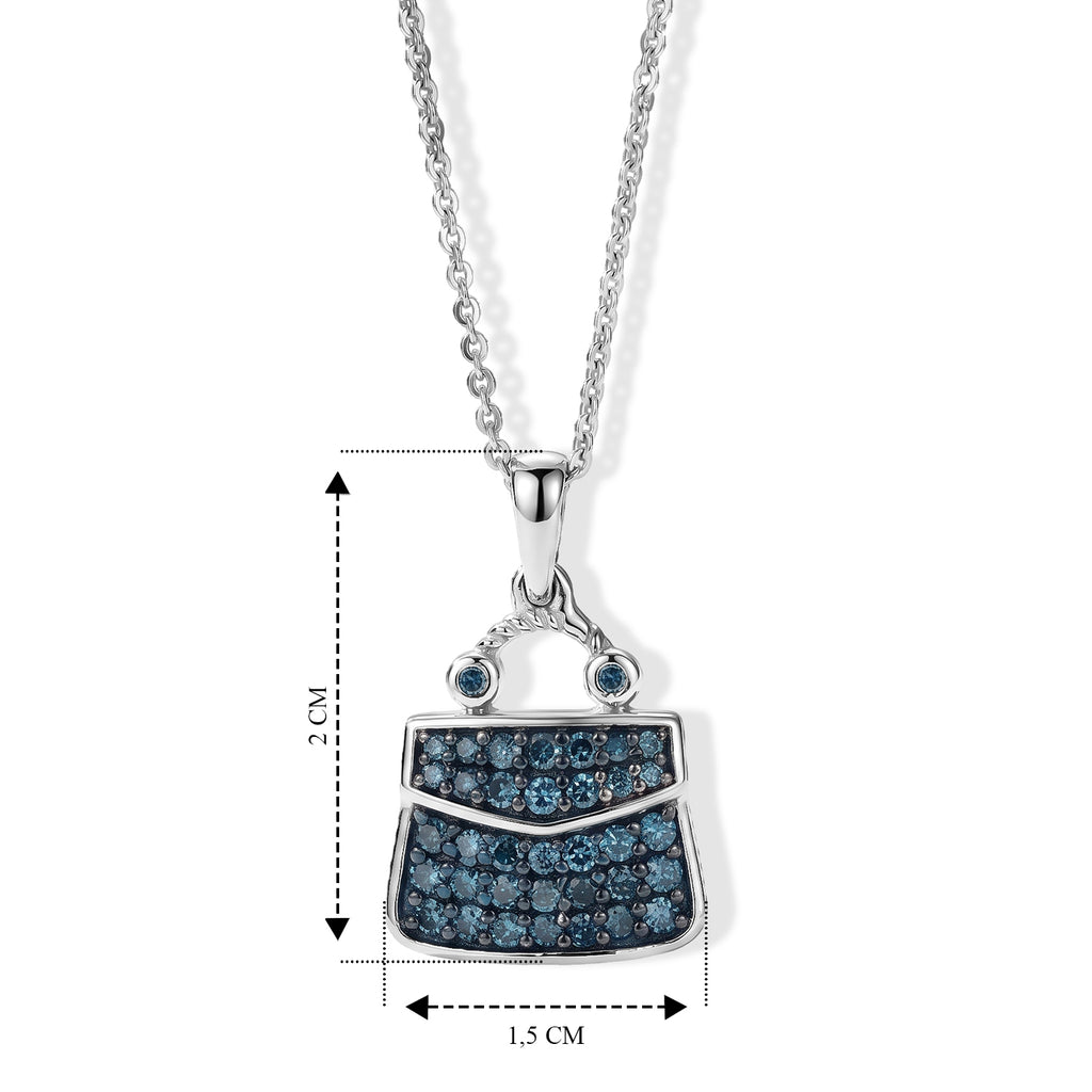 D'Joy Blauer Diamant Schmuckset ca. 50 cm 925 Silber Rhodiniert ca. 0,53 ct.