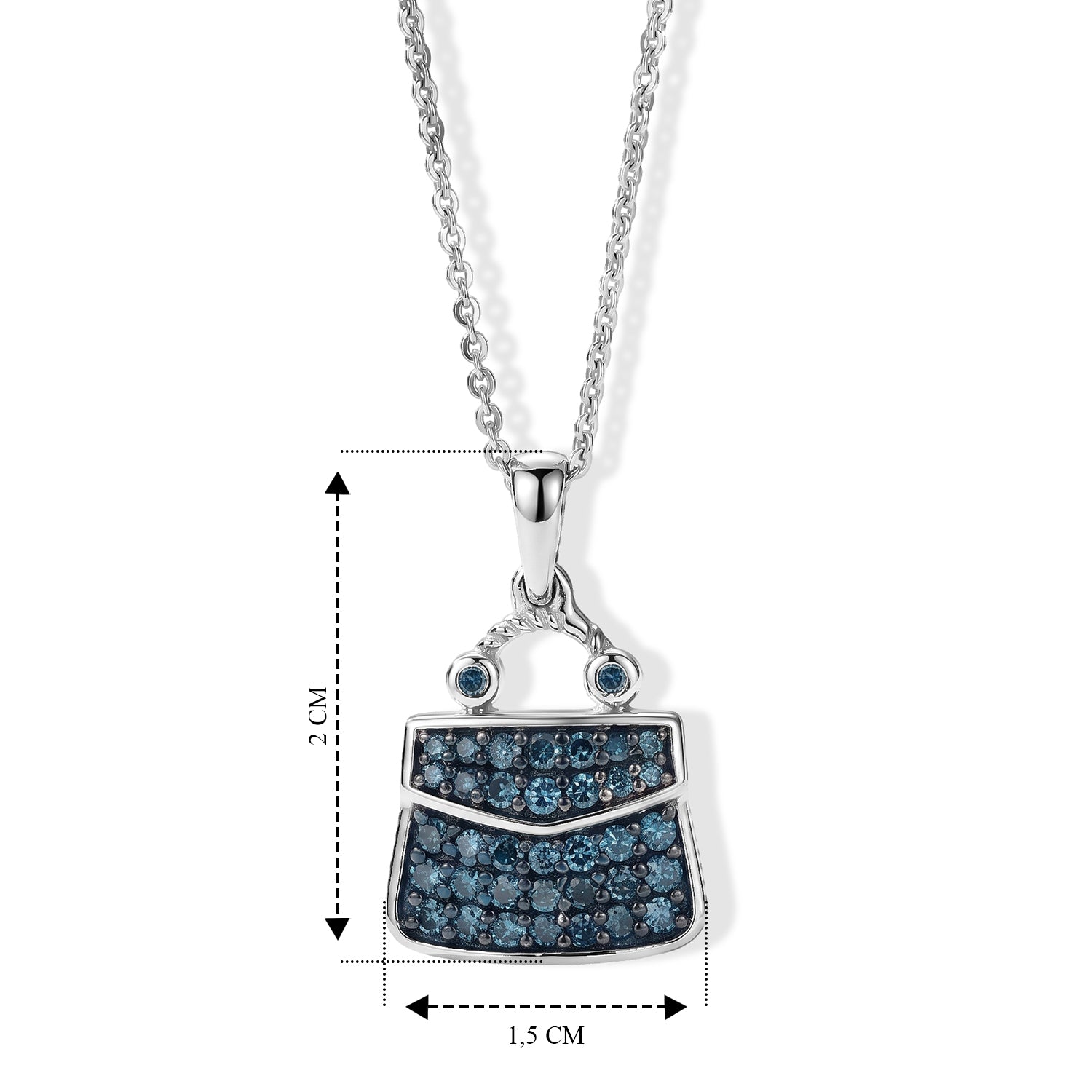 D'Joy Blauer Diamant Schmuckset ca. 50 cm 925 Silber Rhodiniert ca. 0,53 ct.