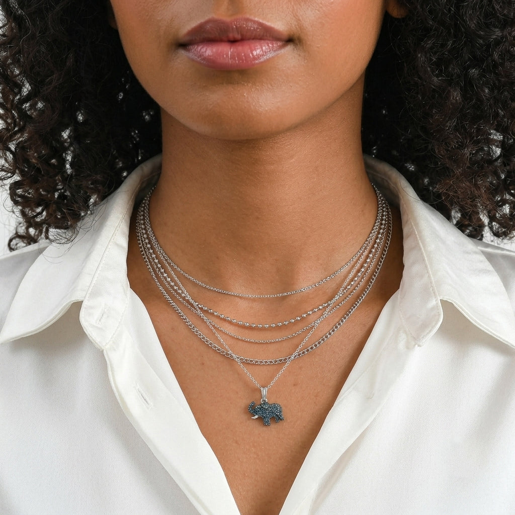 D'Joy Blauer Diamant Schmuckset ca. 50 cm 925 Silber Rhodiniert ca. 0,36 ct.