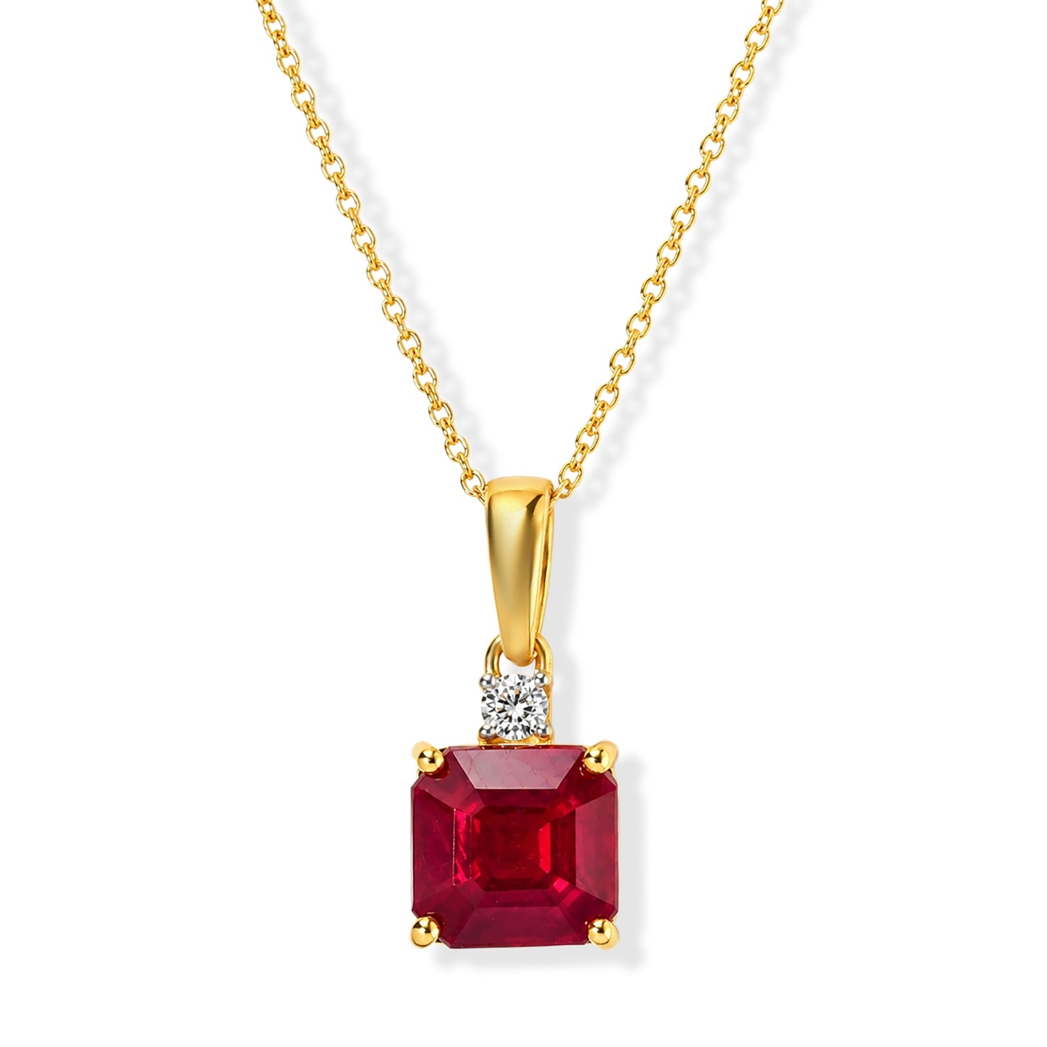 D'Joy Niassa Rubin, Moissanit Schmuckset ca. 50 cm 925 Silber 750 Gelbgold vermeil ca. 3,50 ct.