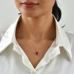 D'Joy Niassa Rubin, Moissanit Schmuckset ca. 50 cm 925 Silber 750 Gelbgold vermeil ca. 3,50 ct.