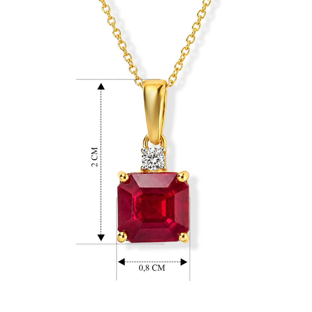 D'Joy Niassa Rubin, Moissanit Schmuckset ca. 50 cm 925 Silber 750 Gelbgold vermeil ca. 3,50 ct.