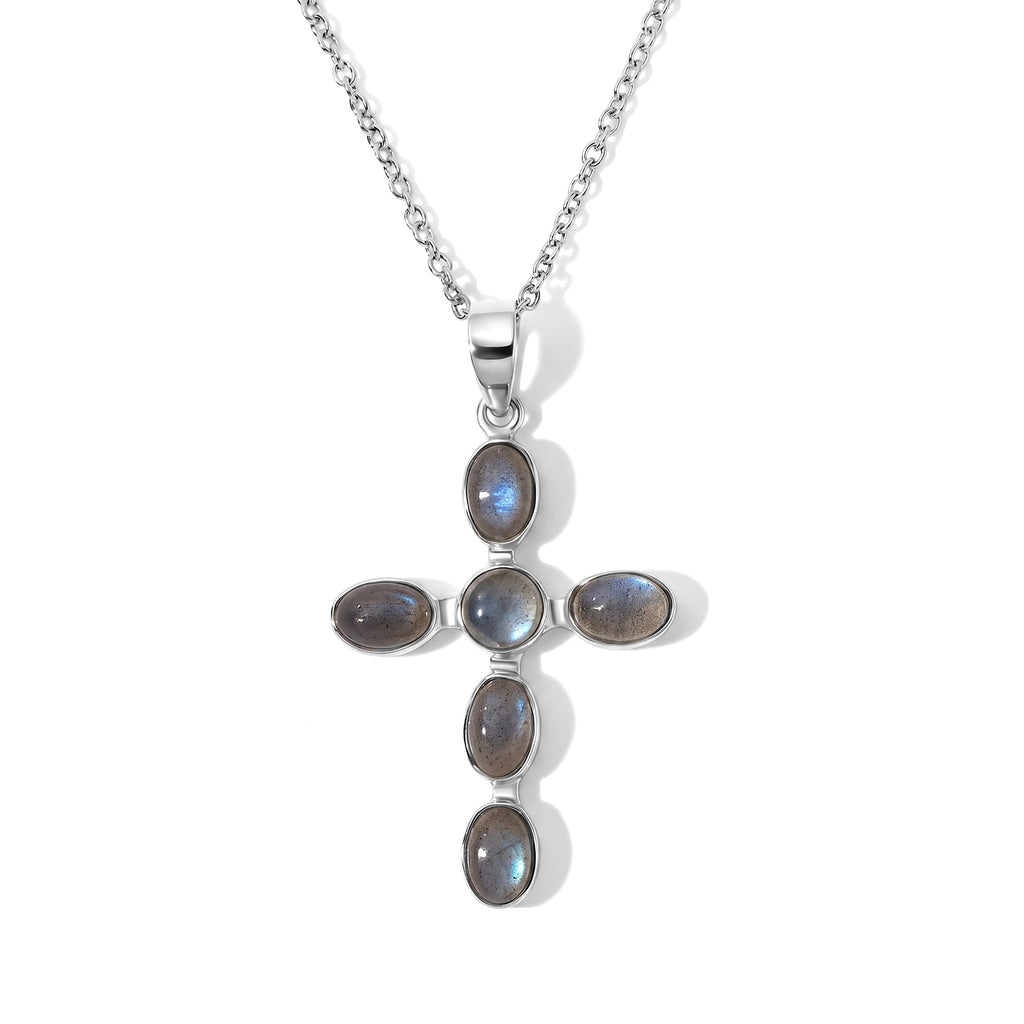 AAA Labradorit Anhänger, 925 Silber, 316L Edelstahl Kette ca. 50 cm ca. 3.52 ct