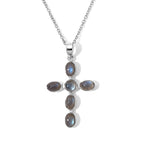 AAA Labradorit Anhänger, 925 Silber, 316L Edelstahl Kette ca. 50 cm ca. 3.52 ct