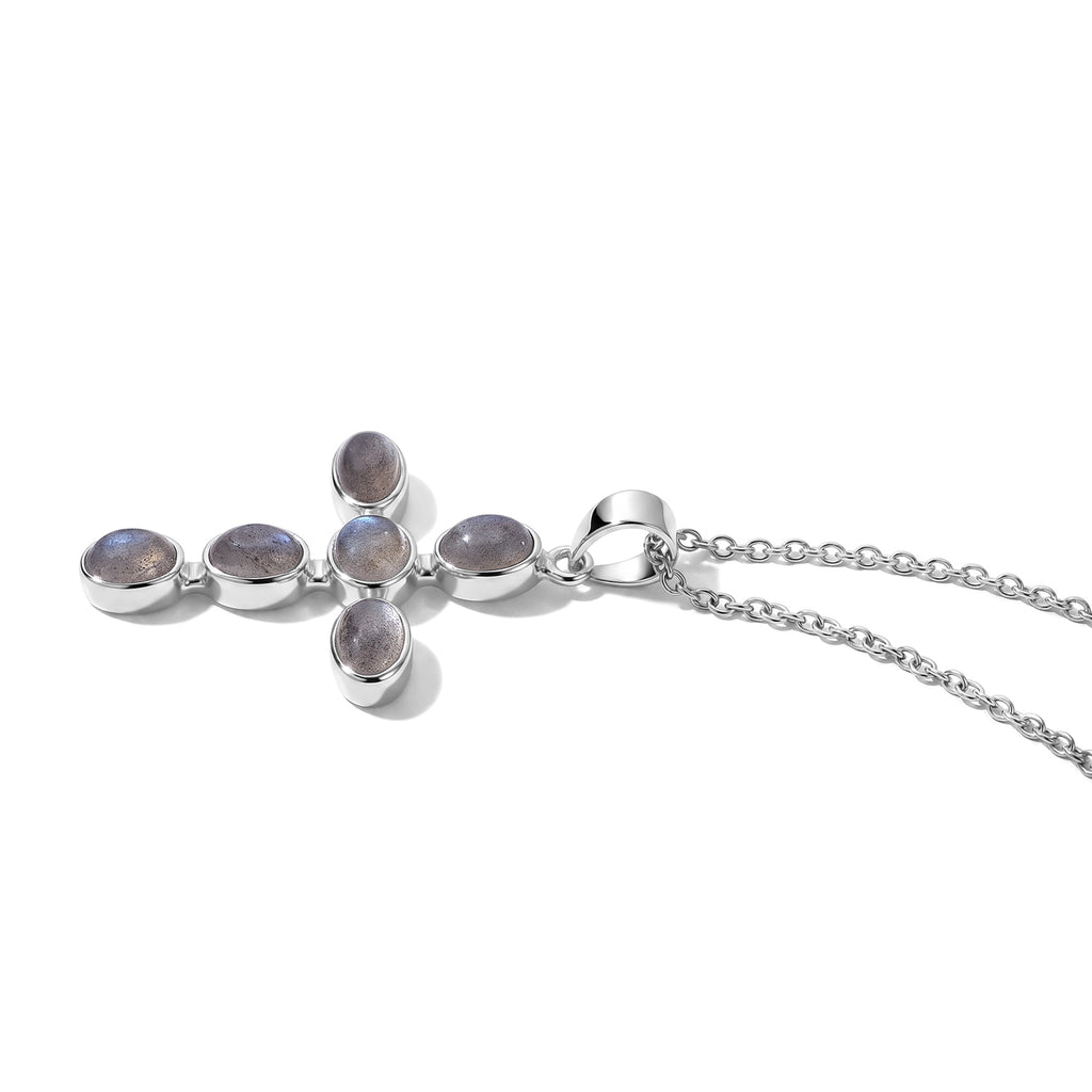 AAA Labradorit Anhänger, 925 Silber, 316L Edelstahl Kette ca. 50 cm ca. 3.52 ct