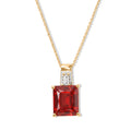 D'Joy Rubin-Feuer-Triplett-Quarz., Weißer Zirkon Schmuckset ca. 50 cm 925 Silber 750 Gelbgold vermeil ca. 6,87 ct.