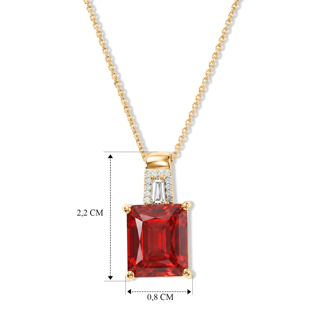 D'Joy Rubin-Feuer-Triplett-Quarz., Weißer Zirkon Schmuckset ca. 50 cm 925 Silber 750 Gelbgold vermeil ca. 6,87 ct.
