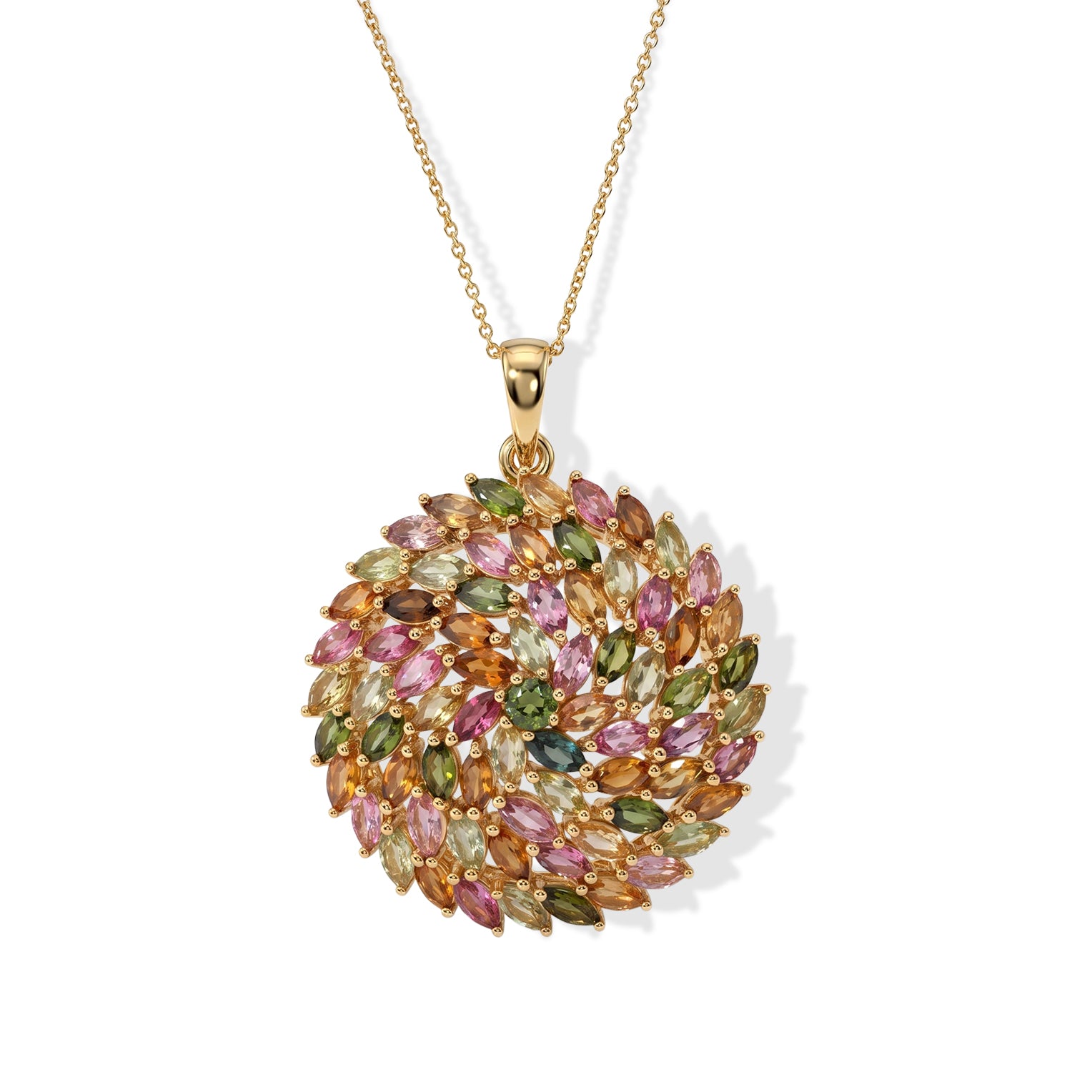 D'Joy AA Mehrfarbig-Turmalin Schmuckset ca. 50 cm 925 Silber 750 Gelbgold vermeil ca. 6,11 ct.