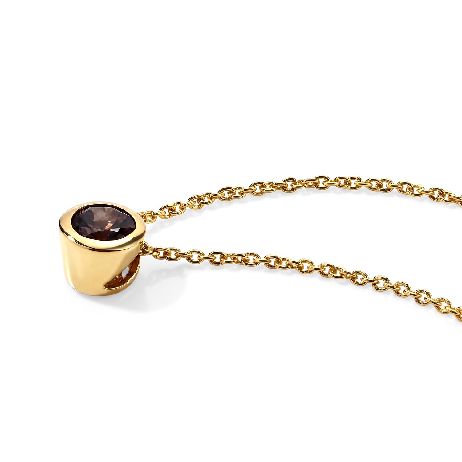 D'Joy Farbwechsel Granat Anhänger mit 50cm Kette, 925 Silber 750 Gelbgold Vermeil - 0,60 ct.