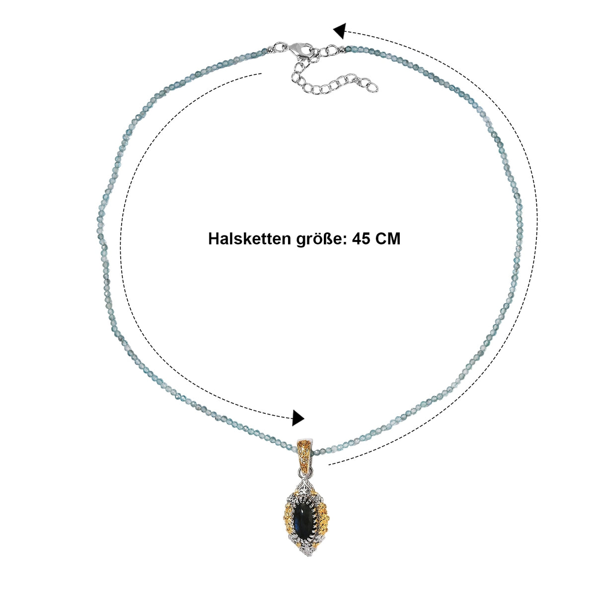 EVER TRUE AA Labradorit, Apatit Schmuckset ca. 50 cm ca. 5,18 ct.