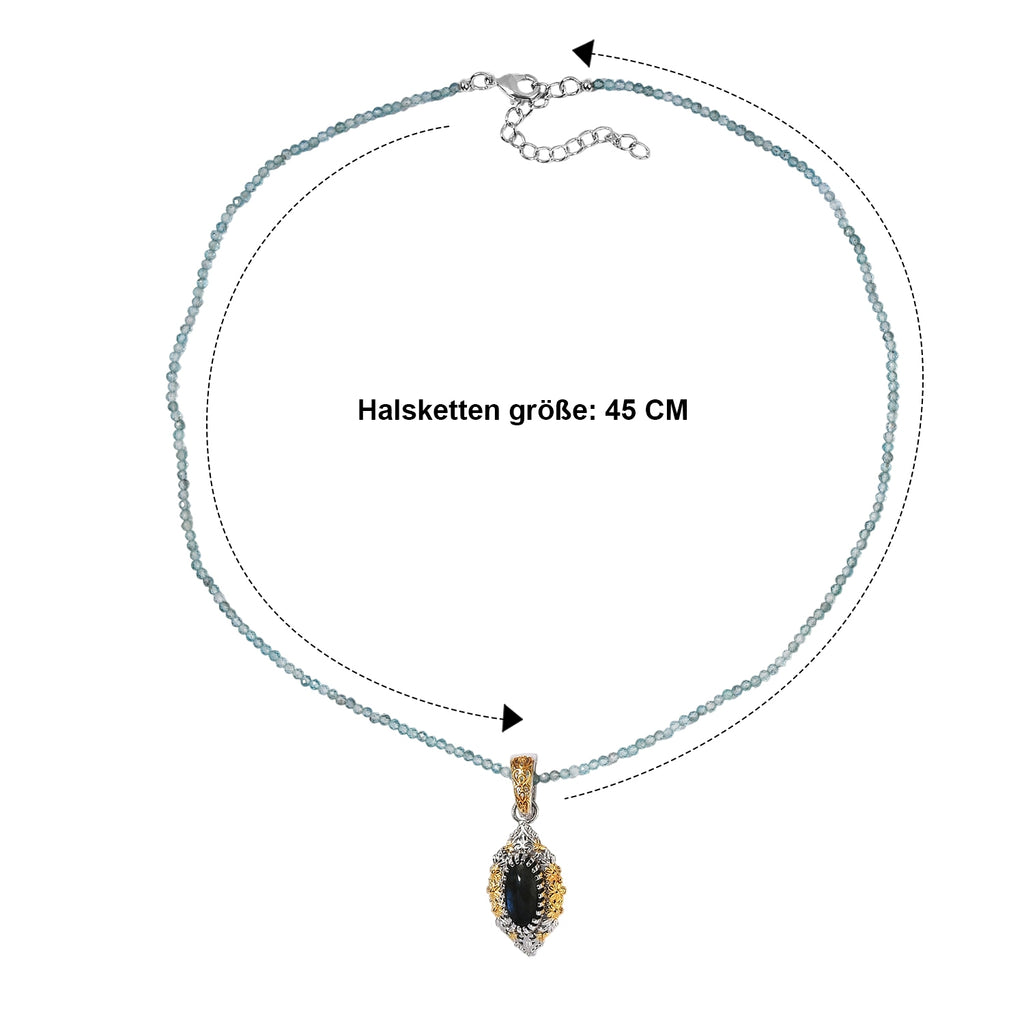 EVER TRUE AA Labradorit, Apatit Schmuckset ca. 50 cm ca. 5,18 ct.