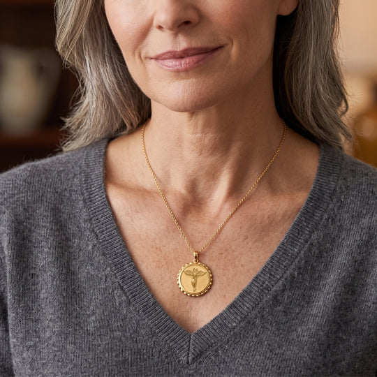 EverTrue Anhänger mit 50cm Edelstahl-Kette, Bronze mit Gelbgold E-Beschichtung