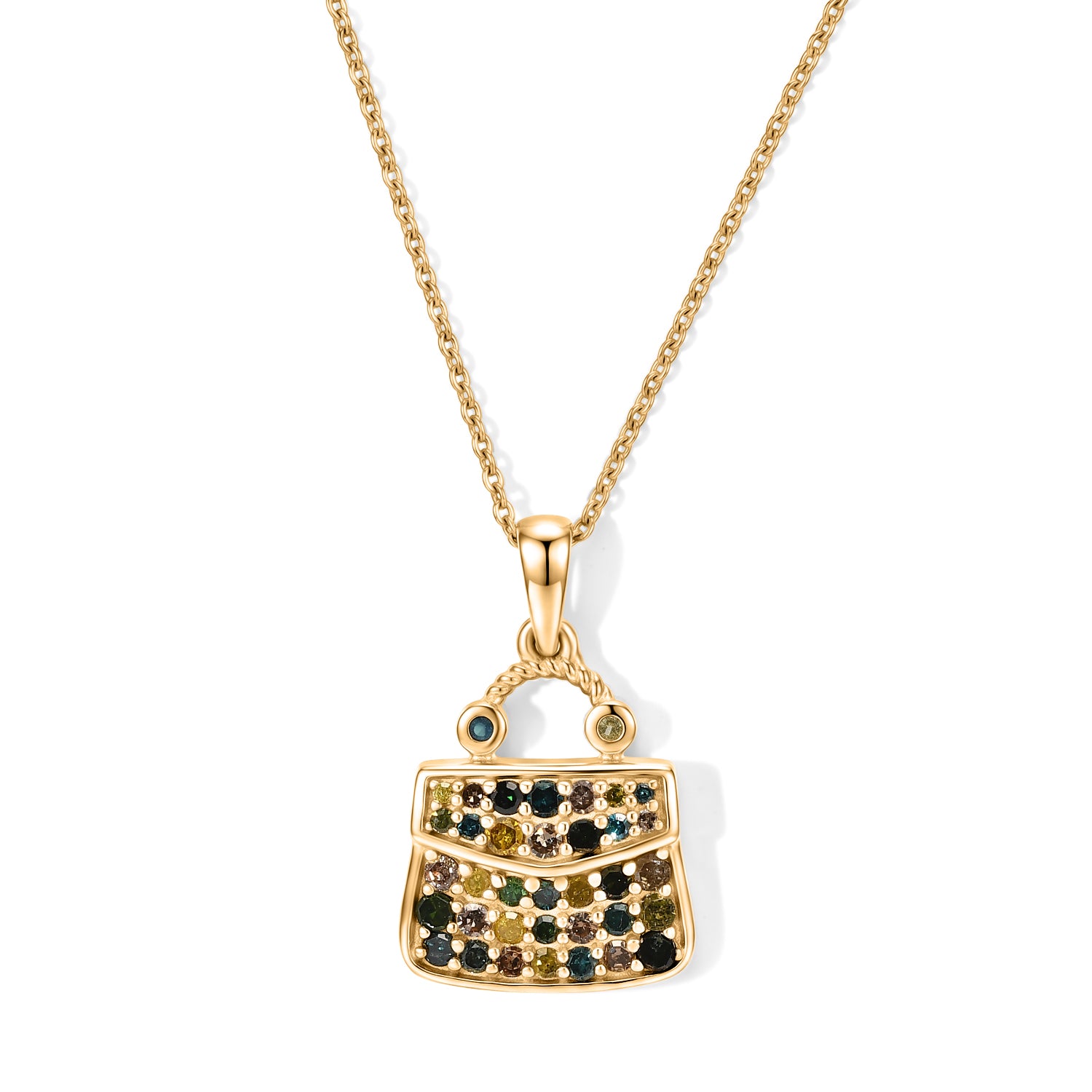 D'Joy Blauer Diamant, Gelber Diamant (IR) Anhänger mit Kette, ca. 50 cm 925 Silber 750 Gelbgold vermeil ca. 0.47 ct