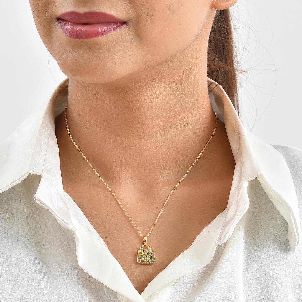 D'Joy Blauer Diamant, Gelber Diamant Schmuckset ca. 50 cm 925 Silber 750 Gelbgold vermeil ca. 0,47 ct.